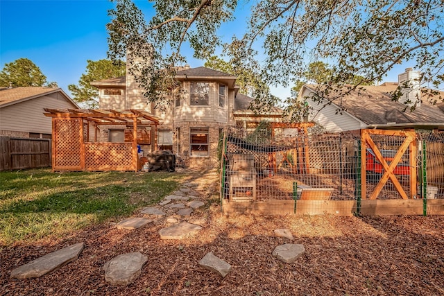 view of yard with a pergola