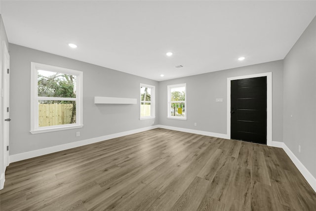 interior space featuring hardwood / wood-style floors and a wealth of natural light