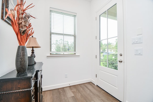 entryway with light wood-type flooring