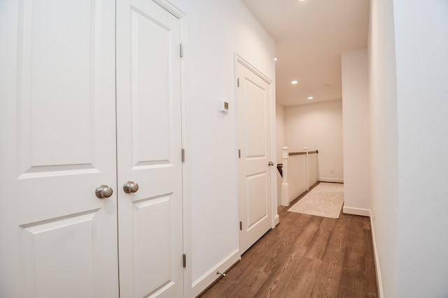 hall featuring dark hardwood / wood-style flooring