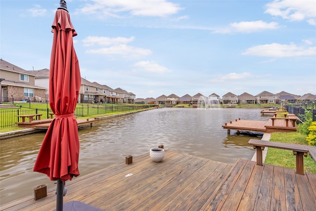 dock area featuring a water view