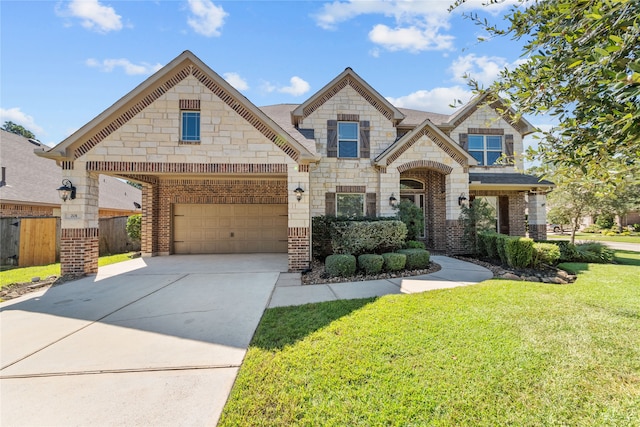 craftsman house with a front lawn