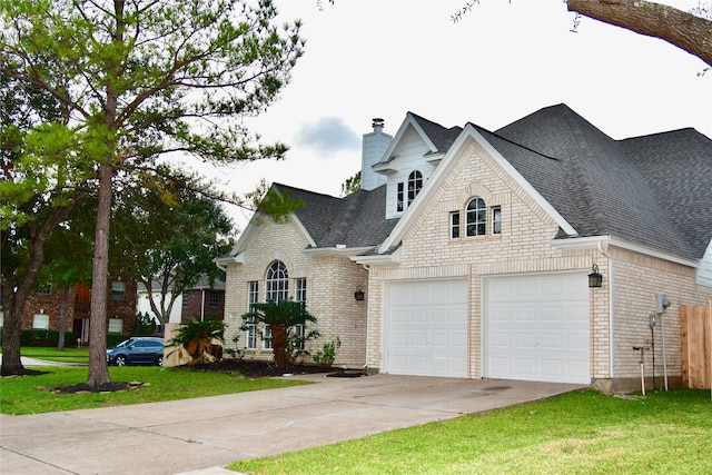 view of front of home featuring a garage and a front yard