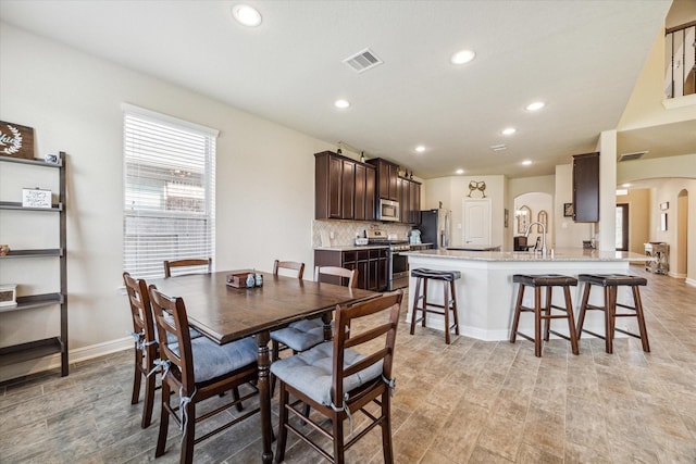 dining area with sink