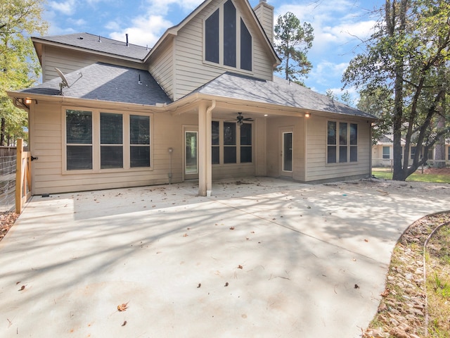 back of house featuring ceiling fan and a patio