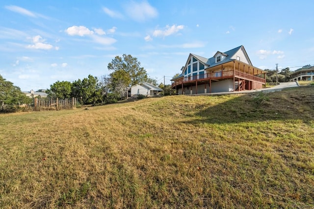 view of yard featuring a deck