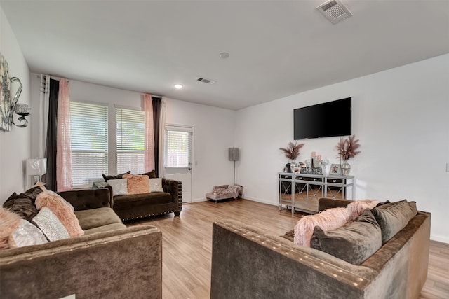 living room featuring light hardwood / wood-style floors