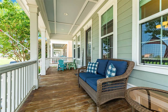 wooden deck with covered porch