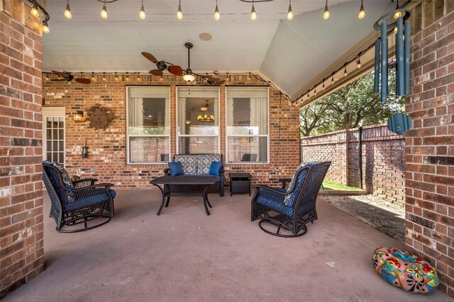 view of patio with ceiling fan