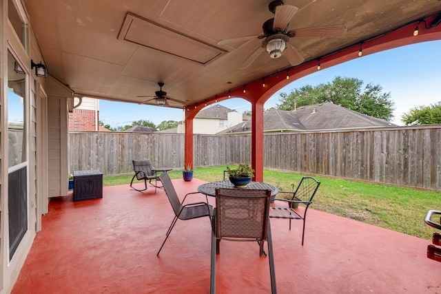 view of patio with ceiling fan