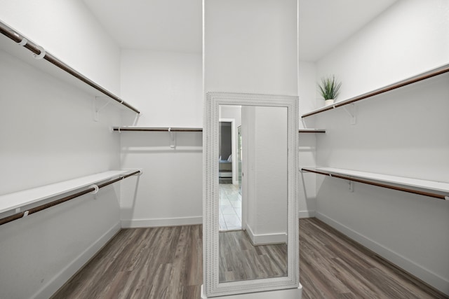 walk in closet featuring dark hardwood / wood-style floors