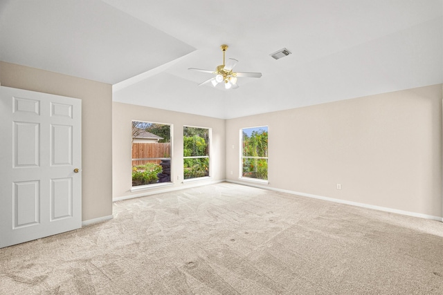 interior space with ceiling fan