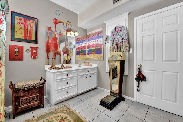 bathroom featuring vanity and tile patterned floors