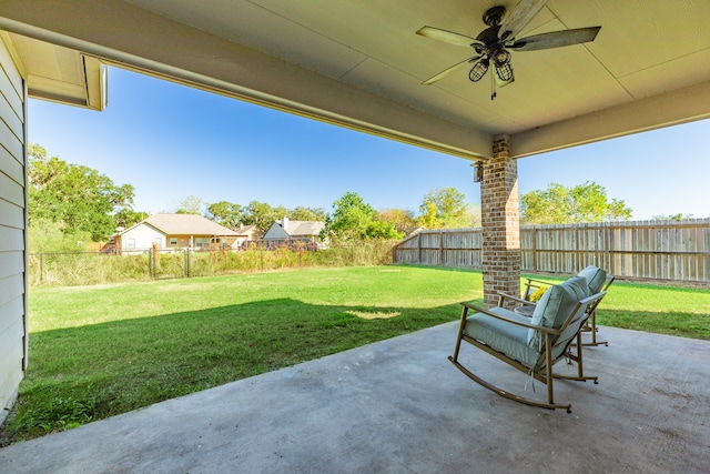 view of patio / terrace featuring ceiling fan