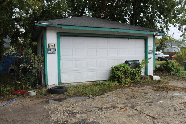 view of garage