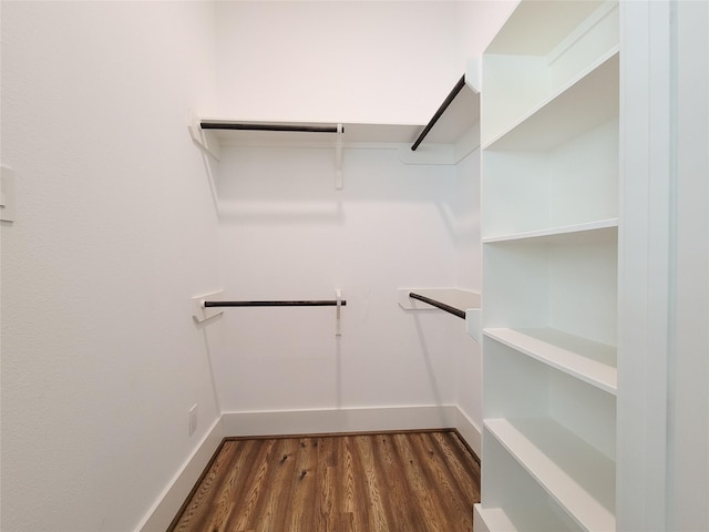 spacious closet with dark wood-type flooring