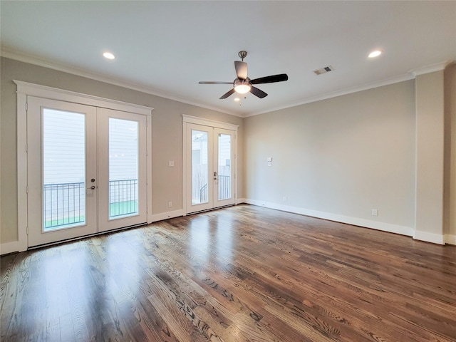 spare room with french doors and plenty of natural light