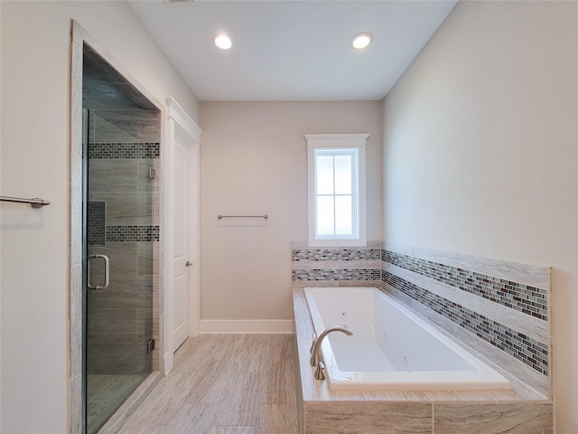 bathroom with plus walk in shower