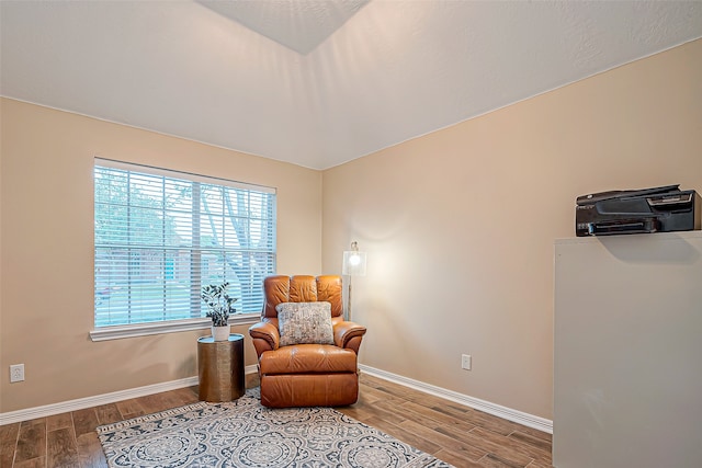 living area featuring hardwood / wood-style flooring