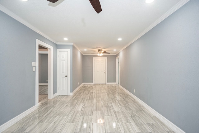 interior space featuring light hardwood / wood-style flooring and crown molding