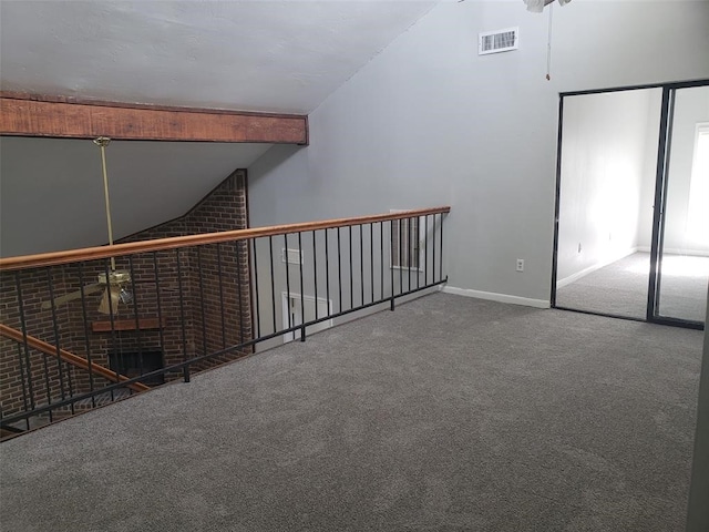 bonus room with carpet, ceiling fan, and vaulted ceiling