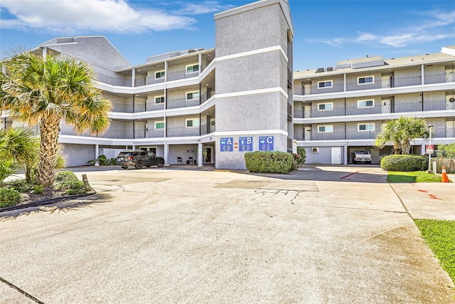 view of building exterior featuring a garage