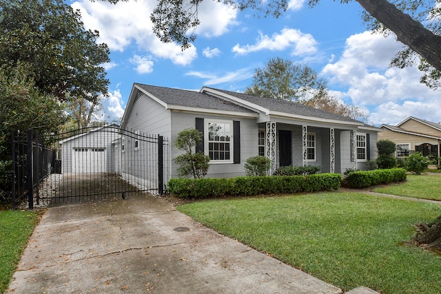 ranch-style home with a front yard