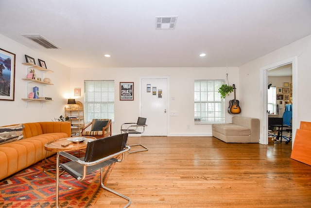 living room with hardwood / wood-style flooring