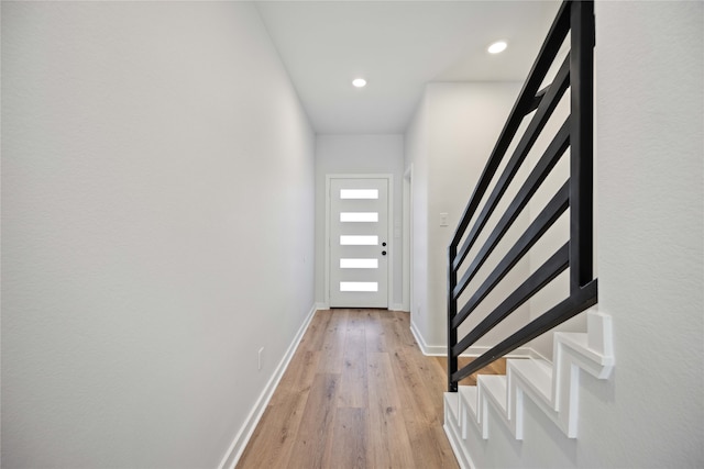 entrance foyer featuring light wood-type flooring