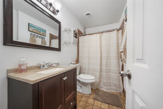 bathroom featuring tile patterned flooring, vanity, and toilet