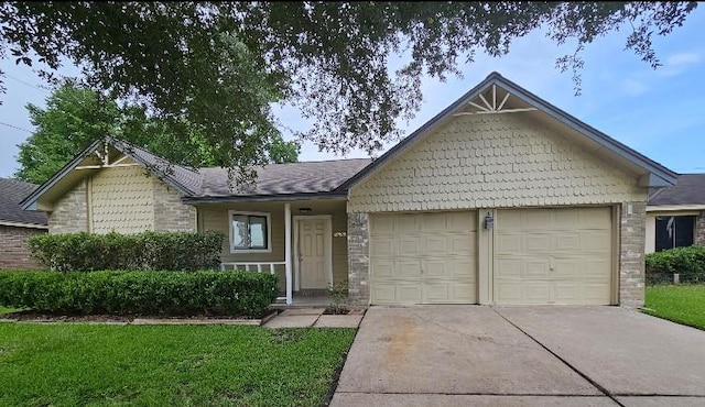 16703 Sentinel Dr, Houston, TX 77053 - ranch-style house with a garage, concrete driveway, and a front yard
