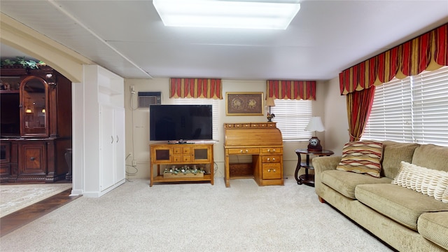 living room with carpet flooring