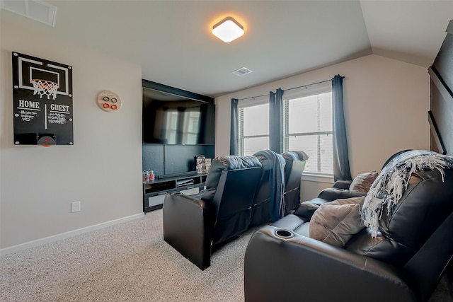 7659 Green Bulrush Way, Katy, TX 77493 - home theater room featuring vaulted ceiling, carpet floors, and baseboards