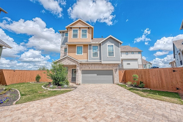 7659 Green Bulrush Way, Katy, TX 77493 - view of front of home with a garage, decorative driveway, and brick siding