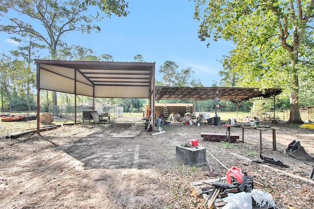 view of yard featuring a carport