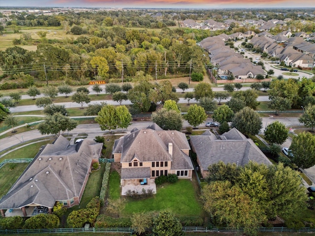 view of aerial view at dusk