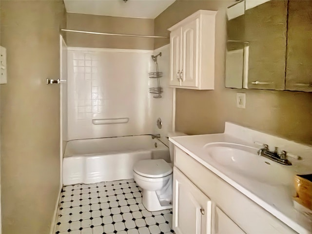 full bathroom with vanity, toilet, and shower / bathtub combination