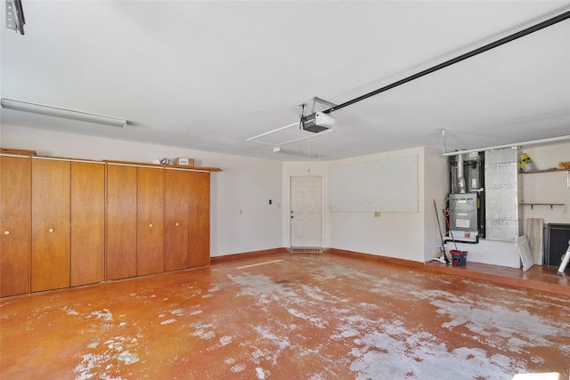 garage with heating unit and a garage door opener