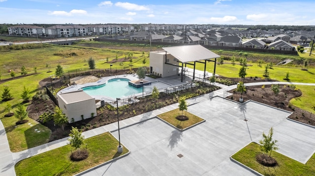 2315 Gentle Breeze Ln, Baytown, TX 77523 - aerial view of residential area featuring a pool