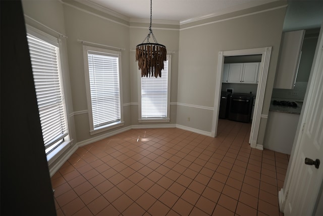 unfurnished dining area with tile patterned floors and a healthy amount of sunlight