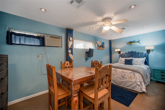 bedroom featuring ceiling fan