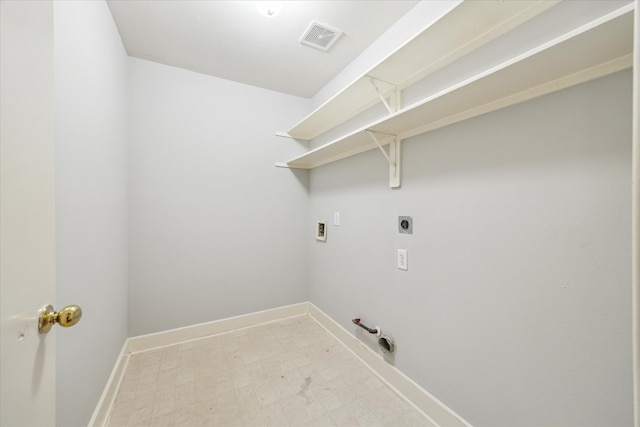 laundry area with hookup for a washing machine, hookup for a gas dryer, and electric dryer hookup