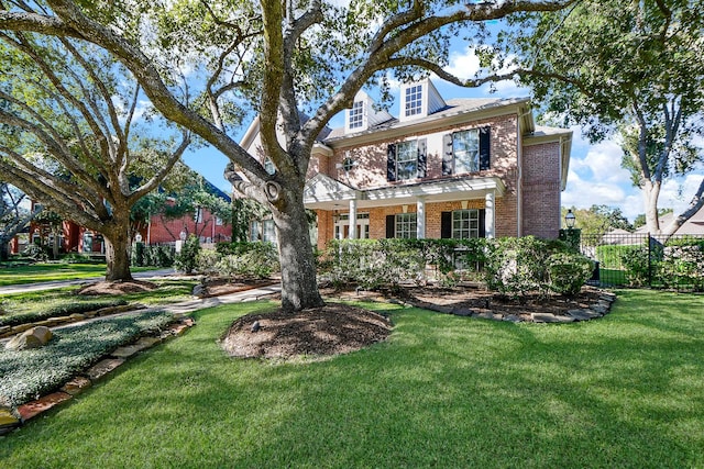 colonial house with a front lawn