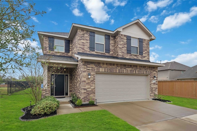 craftsman-style house with a front lawn and a garage