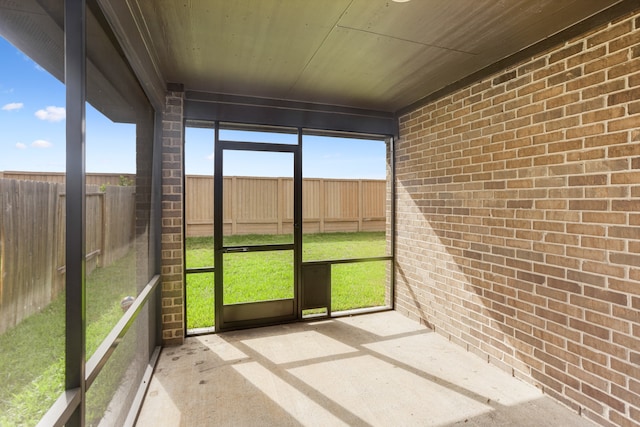 view of unfurnished sunroom