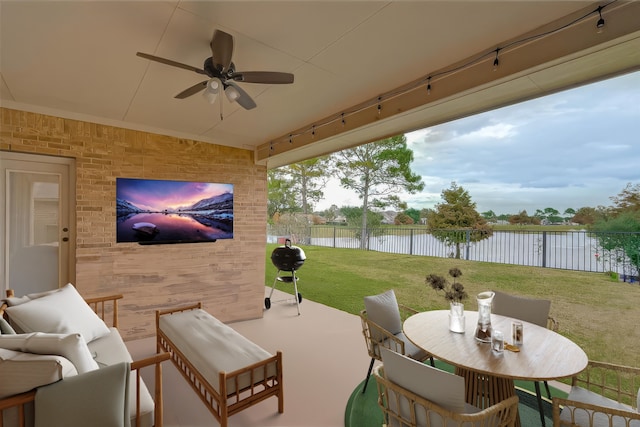 view of patio / terrace featuring outdoor lounge area and ceiling fan