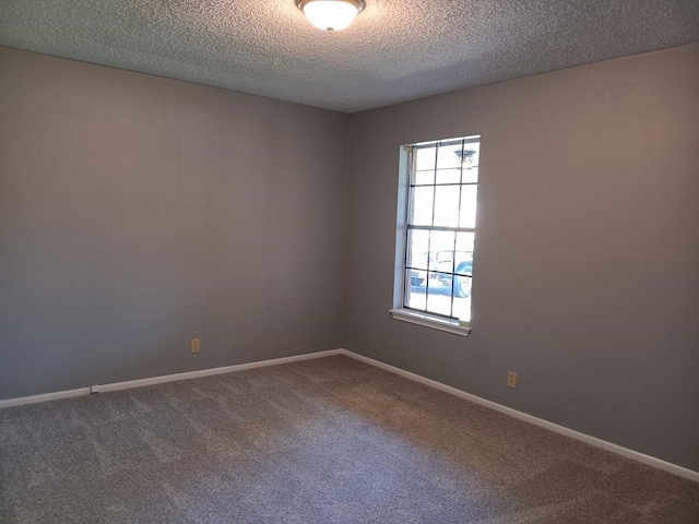 unfurnished room with carpet flooring and a textured ceiling