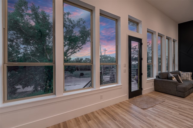 interior space with light hardwood / wood-style flooring