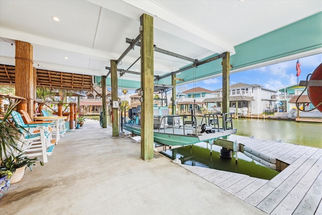 view of dock featuring a water view