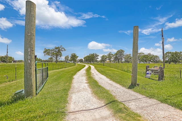 view of street with a rural view